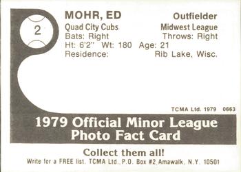 1979 TCMA Quad City Cubs #2 Ed Mohr Back