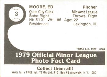 1979 TCMA Quad City Cubs #3 Ed Moore Back