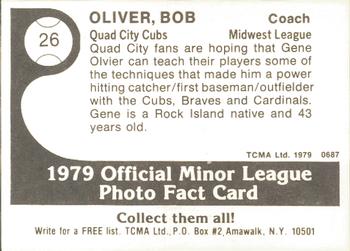 1979 TCMA Quad City Cubs #26 Bob Oliver Back