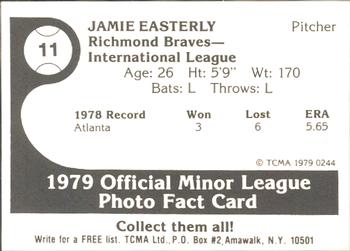 1979 TCMA Richmond Braves #11 Jamie Easterly Back