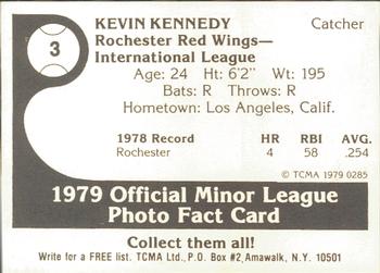1979 TCMA Rochester Red Wings #3 Kevin Kennedy Back