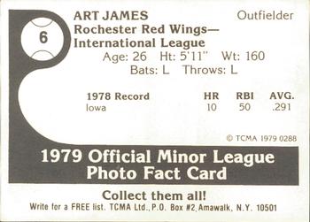 1979 TCMA Rochester Red Wings #6 Art James Back