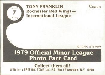 1979 TCMA Rochester Red Wings #7 Tony Franklin Back