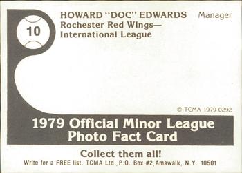 1979 TCMA Rochester Red Wings #10 Howard Edwards Back