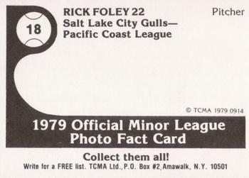 1979 TCMA Salt Lake City Gulls #18 Rick Foley Back