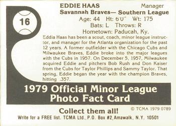 1979 TCMA Savannah Braves #16 Eddie Haas Back