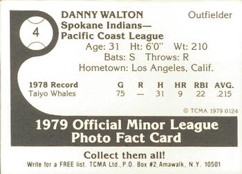 1979 TCMA Spokane Indians #4 Danny Walton Back