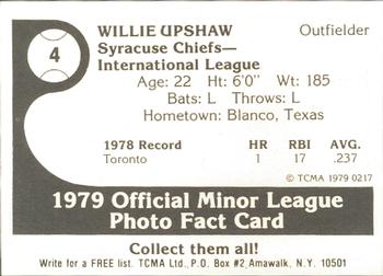 1979 TCMA Syracuse Chiefs #4 Willie Upshaw Back