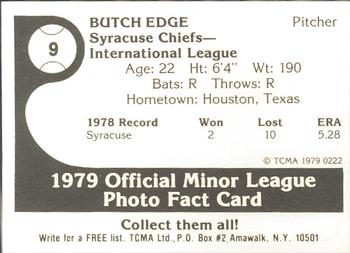 1979 TCMA Syracuse Chiefs #9 Butch Edge Back