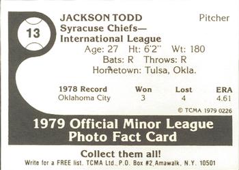 1979 TCMA Syracuse Chiefs #13 Jackson Todd Back