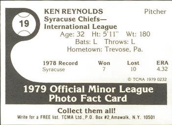 1979 TCMA Syracuse Chiefs #19 Ken Reynolds Back