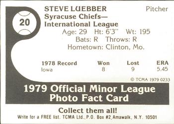1979 TCMA Syracuse Chiefs #20 Steve Luebber Back