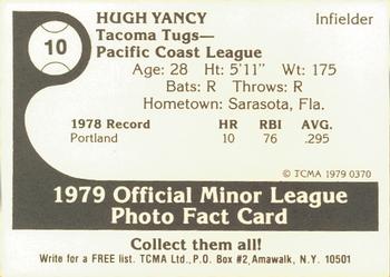 1979 TCMA Tacoma Tugs #10 Hugh Yancy Back