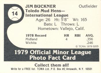 1979 TCMA Toledo Mud Hens #14 Jim Buckner Back