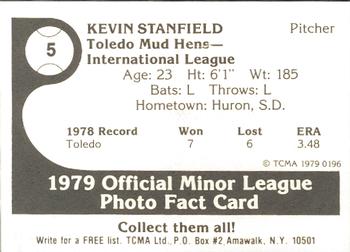 1979 TCMA Toledo Mud Hens #5 Kevin Stanfield Back
