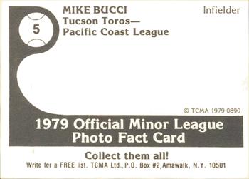 1979 TCMA Tucson Toros #5 Mike Bucci Back