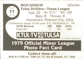 1979 TCMA Tulsa Drillers #11 Ron Gooch Back