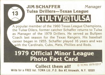 1979 TCMA Tulsa Drillers #13 Jim Schaffer Back