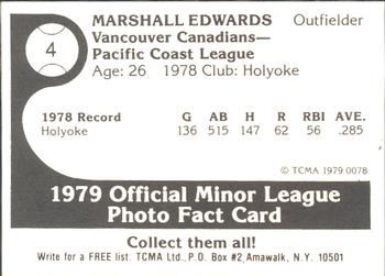 1979 TCMA Vancouver Canadians #4 Marshall Edwards Back