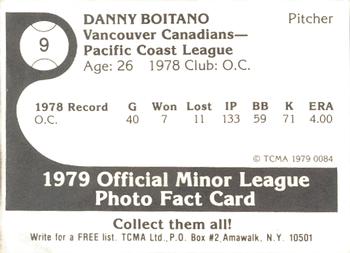 1979 TCMA Vancouver Canadians #9 Danny Boitano Back