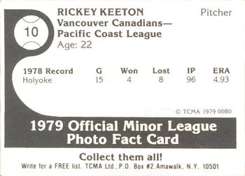 1979 TCMA Vancouver Canadians #10 Rickey Keeton Back
