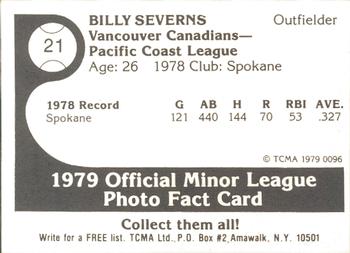 1979 TCMA Vancouver Canadians #21 Billy Severns Back
