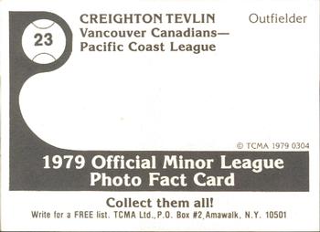 1979 TCMA Vancouver Canadians #23a Creighton Tevlin Back
