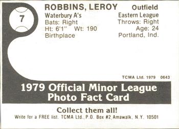 1979 TCMA Waterbury A's #7 LeRoy Robbins Back