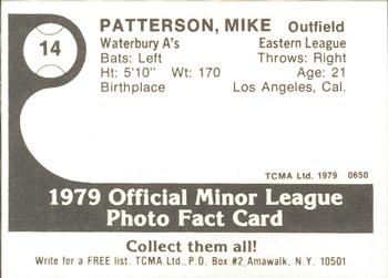 1979 TCMA Waterbury A's #14 Mike Patterson Back