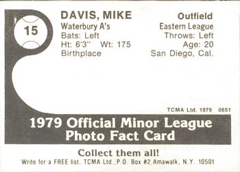 1979 TCMA Waterbury A's #15 Mike Davis Back