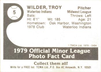 1979 TCMA Waterloo Indians #5 Troy Wilder Back
