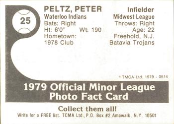 1979 TCMA Waterloo Indians #25 Pete Peltz Back