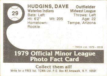 1979 TCMA Waterloo Indians #29 Dave Hudgens Back
