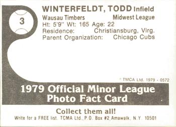 1979 TCMA Wausau Timbers #3 Todd Winterfeldt Back