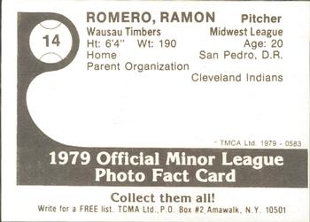 1979 TCMA Wausau Timbers #14 Ramon Romero Back