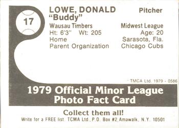 1979 TCMA Wausau Timbers #17 Donald Lowe Back