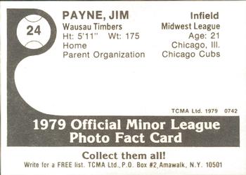 1979 TCMA Wausau Timbers #24 Jim Payne Back