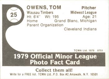 1979 TCMA Wausau Timbers #25 Tom Owens Back
