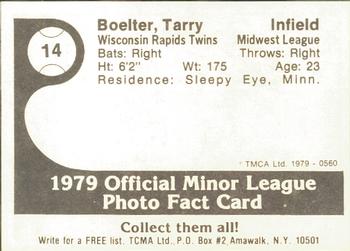 1979 TCMA Wisconsin Rapids Twins #14 Tarry Boelter Back