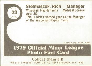 1979 TCMA Wisconsin Rapids Twins #23 Rich Stelmaszek Back