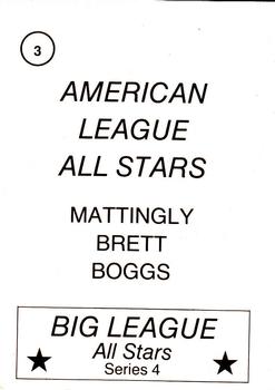 1988 Pacific Cards & Comics Big League All-Stars Series 4 (unlicensed) #3 A.L. All Stars Back