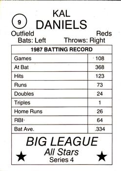 1988 Pacific Cards & Comics Big League All-Stars Series 4 (unlicensed) #9 Kal Daniels Back