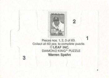 1989 Donruss - Warren Spahn Puzzle #1-3 Warren Spahn Back