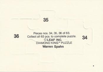 1989 Donruss - Warren Spahn Puzzle #34-36 Warren Spahn Back