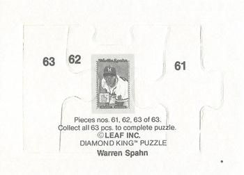 1989 Donruss - Warren Spahn Puzzle #61-63 Warren Spahn Back
