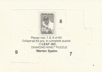 1989 Donruss - Warren Spahn Puzzle #7-9 Warren Spahn Back