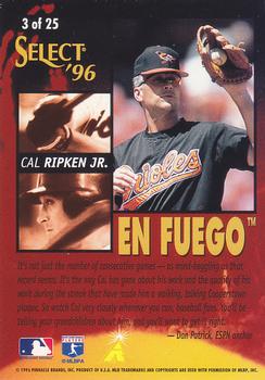1996 Select - En Fuego #3 Cal Ripken Jr. Back