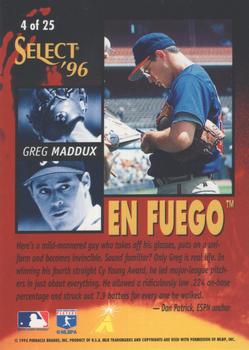 1996 Select - En Fuego #4 Greg Maddux Back