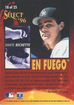 1996 Select - En Fuego #18 Dante Bichette Back