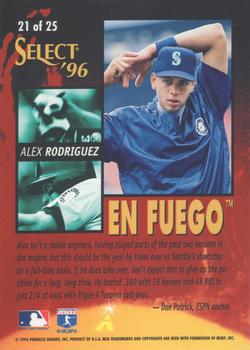 1996 Select - En Fuego #21 Alex Rodriguez Back